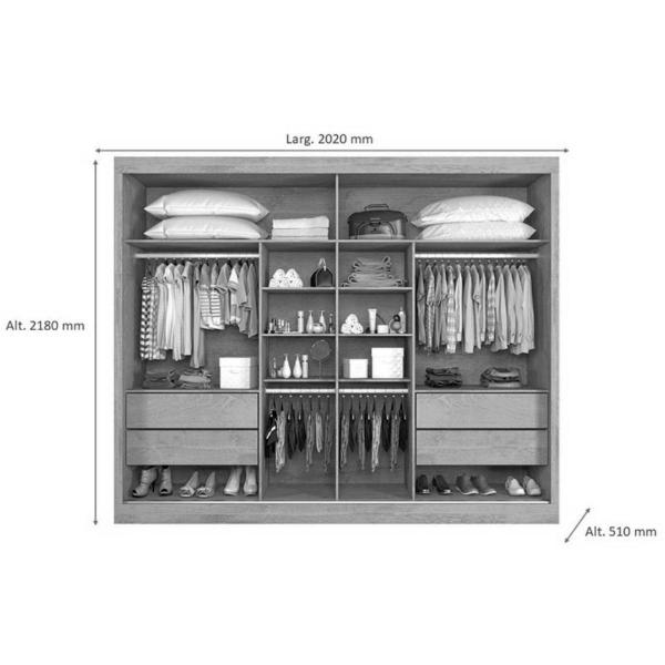 Imagem de Guarda Roupa Casal 2 Portas de Correr e 4 Gavetas c/ 1 Espelho Verona Plus Peroba - Europa