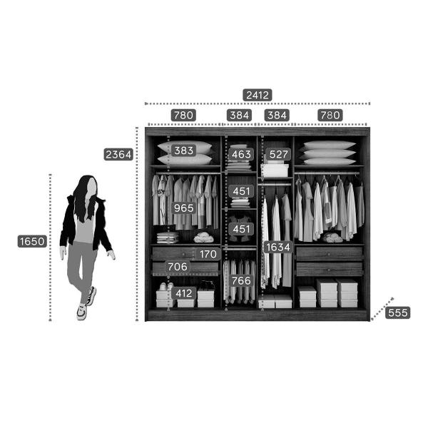 Imagem de Guarda Roupa Casal 2 Portas de Correr e 4 Gavetas c/ Espelho Geom/Orion Cumaru - Novo Horizonte