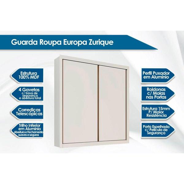 Imagem de Guarda Roupa Casal 2 Portas de Correr e 4 Gavetas Zurique Off White - Europa