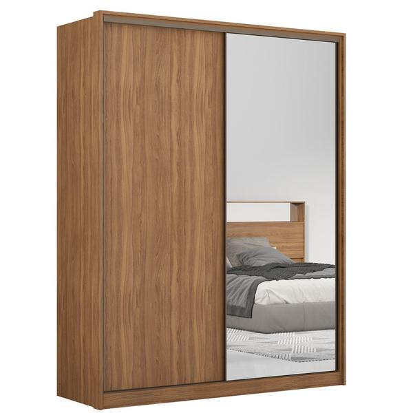 Imagem de Guarda Roupa Casal 2 Portas Deslizantes 1 Espelho Épico Amêndola Touch Grafito D23011K Demartêz