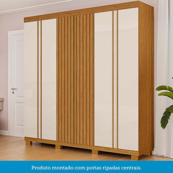 Imagem de Guarda-roupa Casal 230,10cm 6 Portas Ripado 6 Gavetas 100% Mdf Magnólia