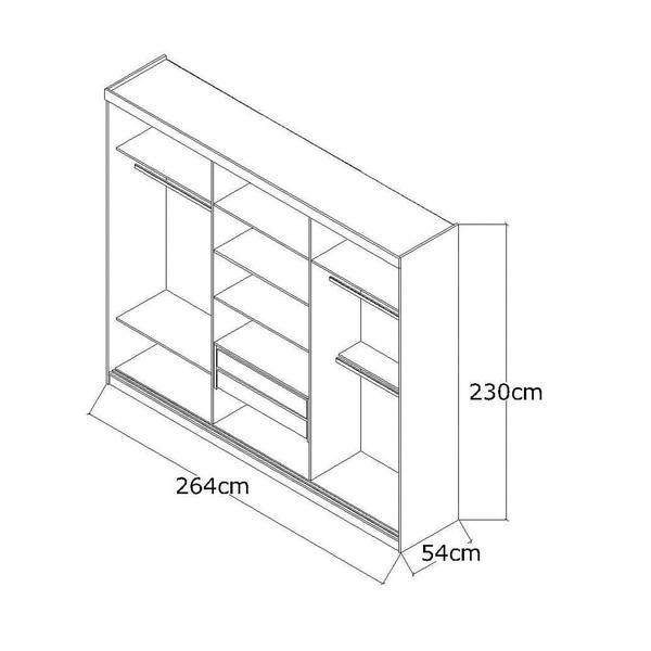 Imagem de Guarda Roupa Casal 264cm 3 Portas de Correr 1 Espelho Winter F04 Branco - Mpozenato