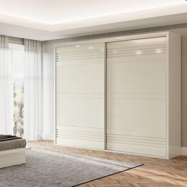 Imagem de Guarda Roupa Casal 267cm 2 Portas de Correr 100% MDF TW603 Off White - Dalla Costa