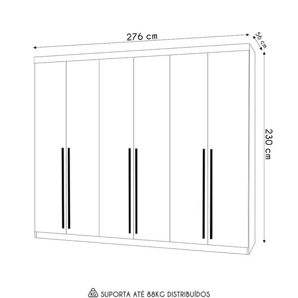 Imagem de Guarda Roupa Casal 276cm 6 Gavetas Dubai Majestic Nature     - VLR MÓVEIS