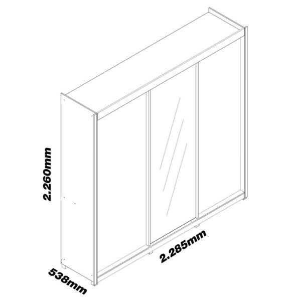 Imagem de Guarda-roupa Casal 3 Portas 1 Porta Espelhada com Pés Royale