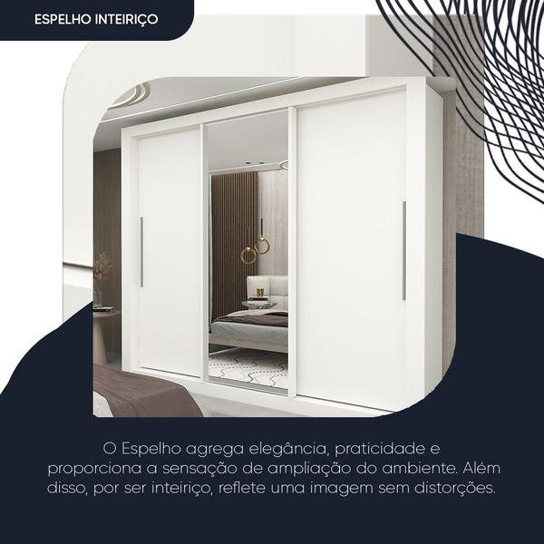 Imagem de Guarda-roupa Casal 3 Portas 1 Porta Espelhada Milão Yescasa