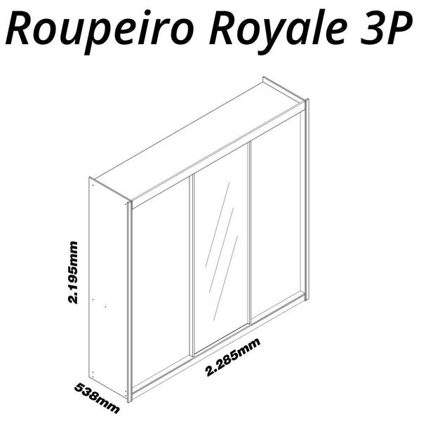 Imagem de Guarda-Roupa Casal 3 Portas 1 Porta Espelhada Royale Gelius Móveis