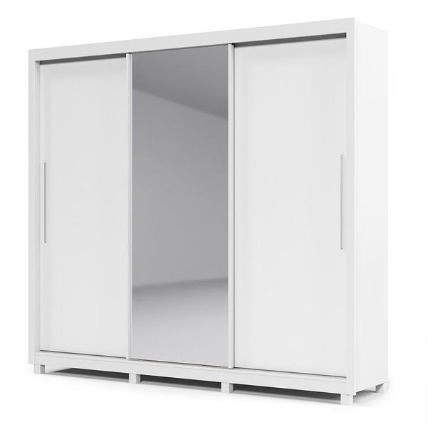 Imagem de Guarda Roupa Casal 3 Portas 1 Porta Espelho Kit Pé Royale Branco - Gelius