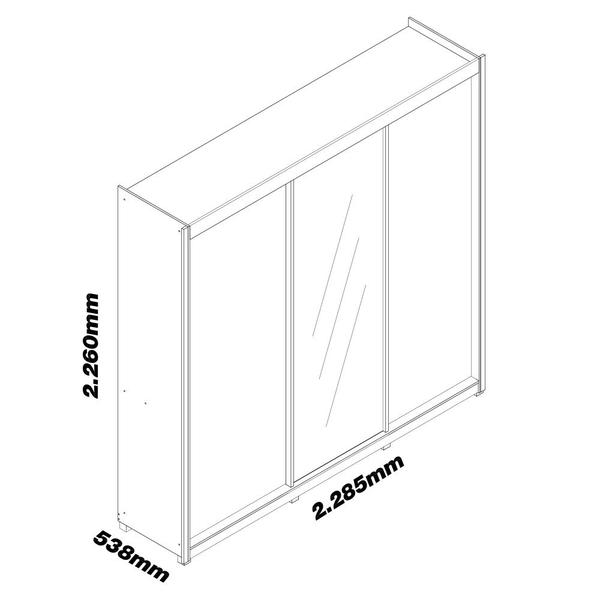 Imagem de Guarda Roupa Casal 3 Portas 1 Porta Espelho Kit Pé Royale Naturale - Gelius