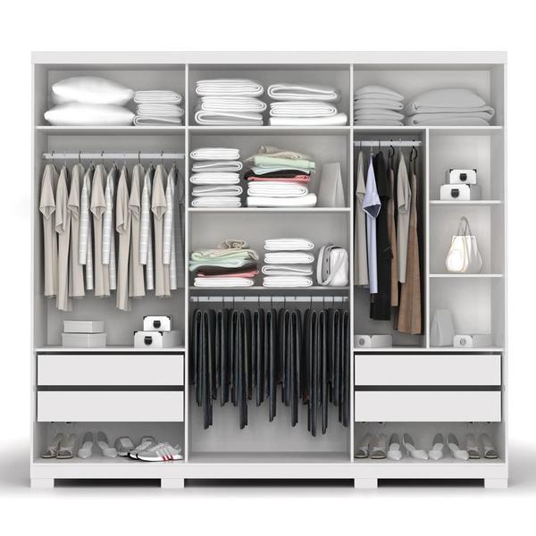 Imagem de Guarda-Roupa Casal 3 Portas 4 Gavetas  B573a Branco Brilho - Kappesberg