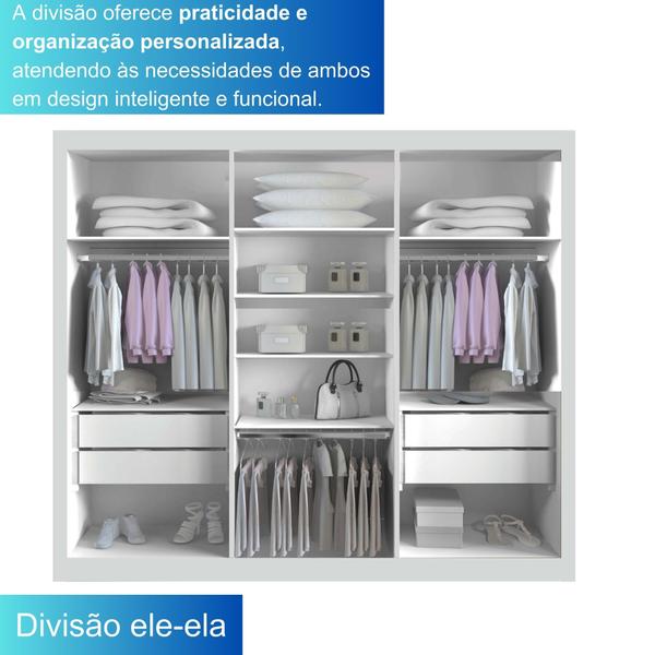 Imagem de Guarda-Roupa Casal  3 Portas 4 Gavetas com Espelho Central Milano Leifer Móveis