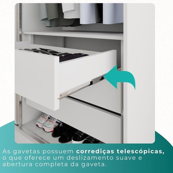 Imagem de Guarda-Roupa Casal 3 Portas 4 Gavetas Com Espelho Central Mônaco - Mais Móveis