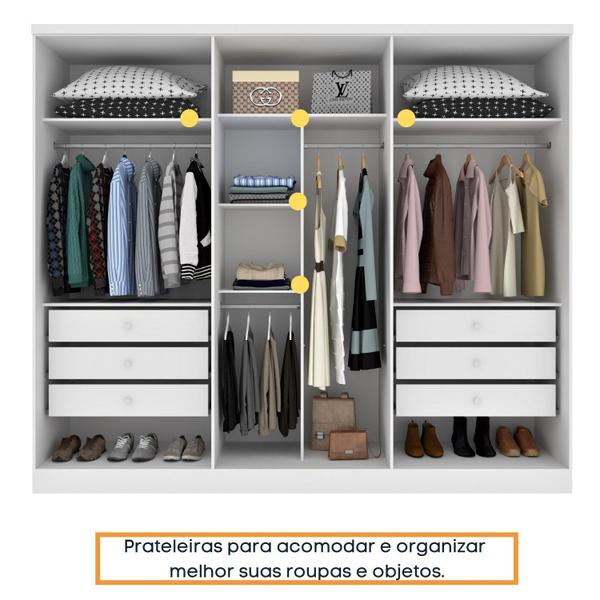 Imagem de Guarda Roupa Casal 3 Portas 6 Gavetas Milão com Pés