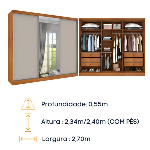 Imagem de Guarda Roupa Casal 3 Portas 6 Gavetas Milão