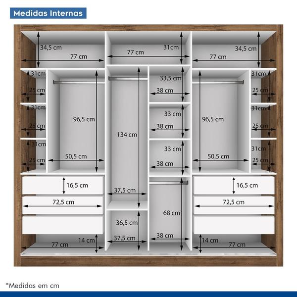 Imagem de Guarda Roupa Casal 3 Portas 6 Gavetas Nápoli Minastex