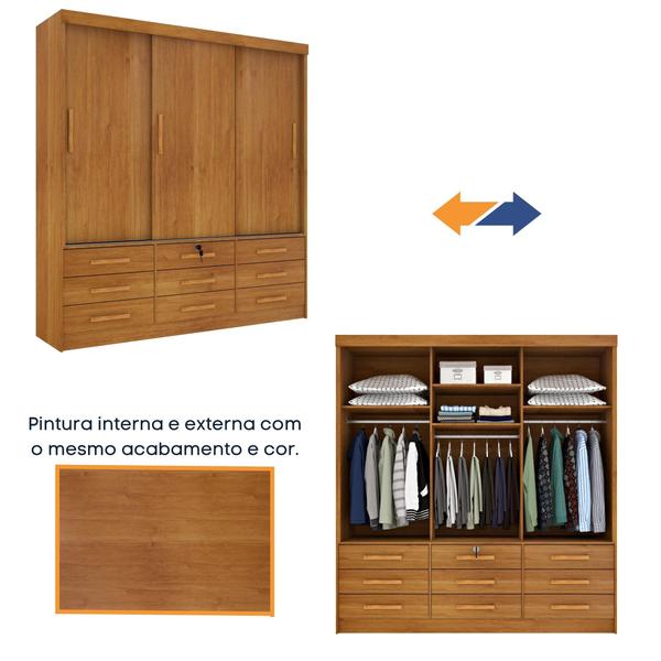 Imagem de Guarda Roupa Casal 3 Portas 9 Gavetas 199cm Chicago