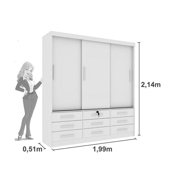 Imagem de Guarda Roupa Casal 3 Portas 9 Gavetas 199cm Chicago