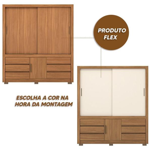 Imagem de Guarda Roupa Casal 3 Portas Arbo Amêndola Off White Flex 36210 Demóbile