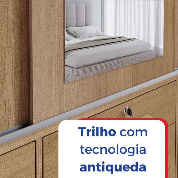 Imagem de Guarda Roupa Casal 3 Portas com Espelho Central 9 Gavetas Atlanta