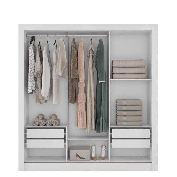 Imagem de Guarda Roupa Casal 3 Portas com Espelhos e 4 Gavetas Quito Espresso Móveis Branco