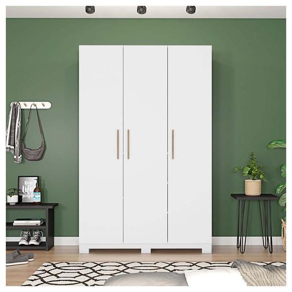 Imagem de Guarda Roupa Casal 3 Portas Com Pés Paris Branco Caemmun