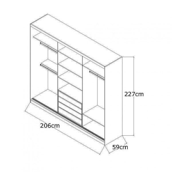 Imagem de Guarda-Roupa Casal 3 Portas de Correr 4 Gavetas 1902