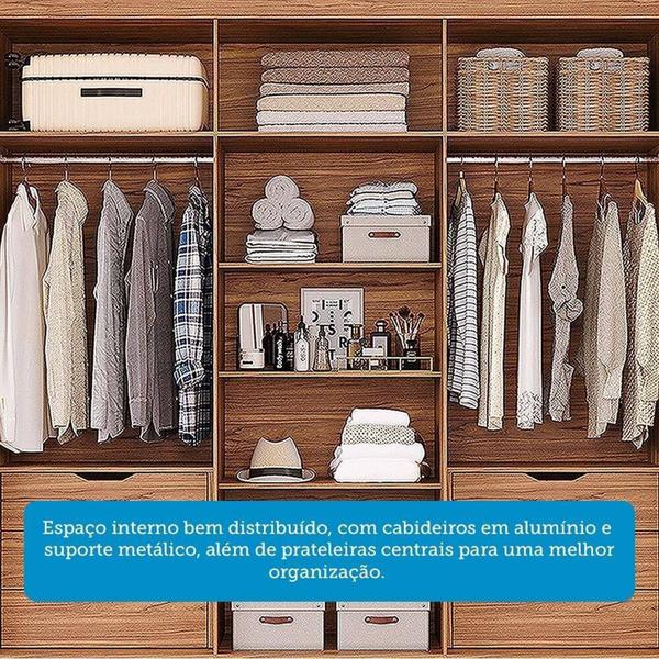 Imagem de Guarda-roupa Casal 3 Portas de Correr 6 Gavetas com Espelhos 100% Mdf Boston Espresso Móveis