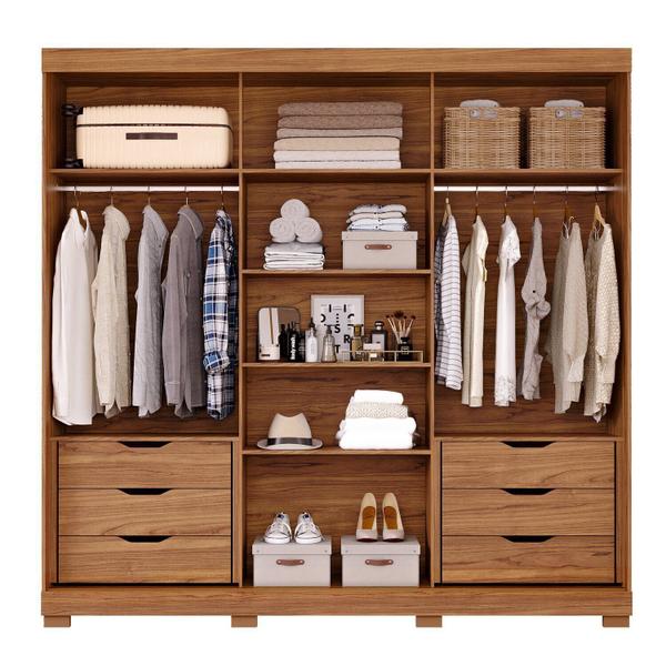 Imagem de Guarda-roupa Casal 3 Portas de Correr 6 Gavetas com Pés 100% Mdf Boston Espresso Móveis