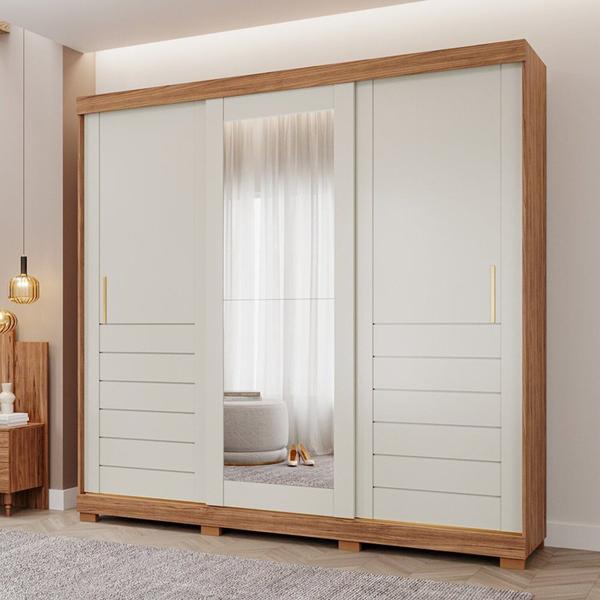 Imagem de Guarda-roupa Casal 3 Portas de Correr 6 Gavetas com Pés 100% Mdf Boston Espresso Móveis