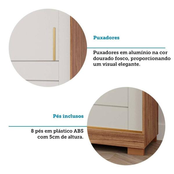 Imagem de Guarda-roupa Casal 3 Portas de Correr 6 Gavetas com Pés 100% Mdf Boston Espresso Móveis