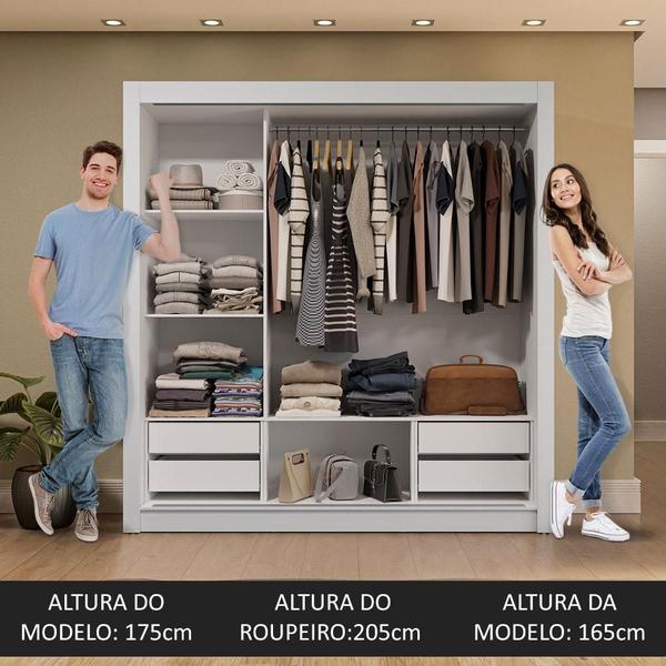 Imagem de Guarda-Roupa Casal 3 Portas de Correr Branco/Rustic Sublime Plus Madesa