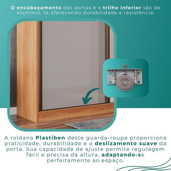 Imagem de Guarda Roupa Casal 3 Portas de Correr Com 3 Espelhos 6 Gavetas Fênix 100% MDF - Mais Móveis