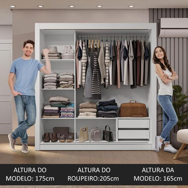 Imagem de Guarda-Roupa Casal 3 Portas de Correr com Espelho 2 Gavetas Sublime Madesa