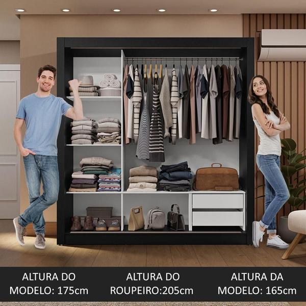 Imagem de Guarda-Roupa Casal 3 Portas de Correr com Espelho 2 Gavetas Sublime Madesa