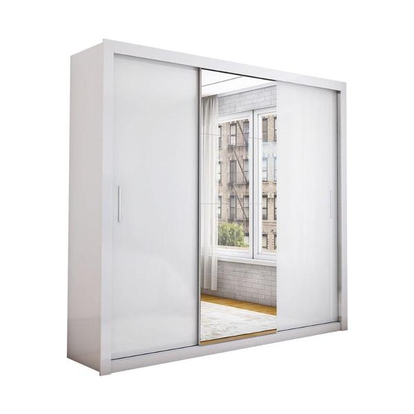 Imagem de Guarda-Roupa Casal 3 Portas De Correr Com Espelho 4 Gavetas Isabela Luxo Carioca Móveis Branco