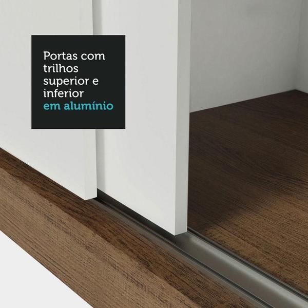 Imagem de Guarda-Roupa Casal 3 Portas de Correr com Espelho 4 Gavetas Rustic/Branco Sublime Plus Madesa