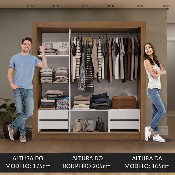 Imagem de Guarda-Roupa Casal 3 Portas de Correr com Espelho 4 Gavetas Sublime Plus Madesa