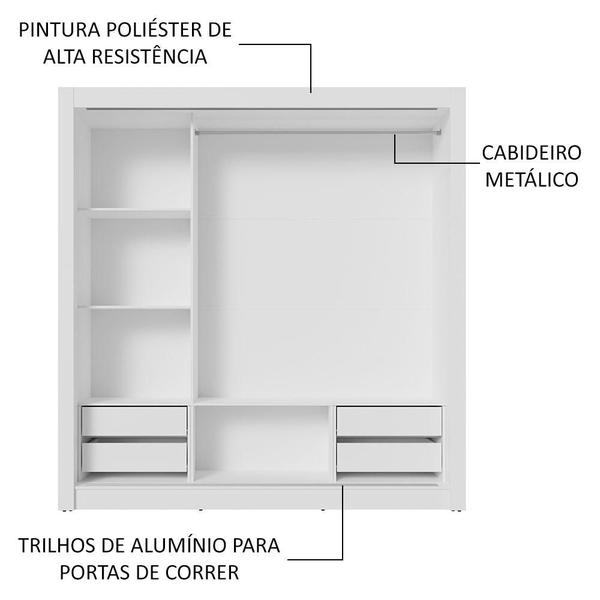 Imagem de Guarda-Roupa Casal 3 Portas de Correr com Espelho 4 Gavetas Sublime Plus Madesa