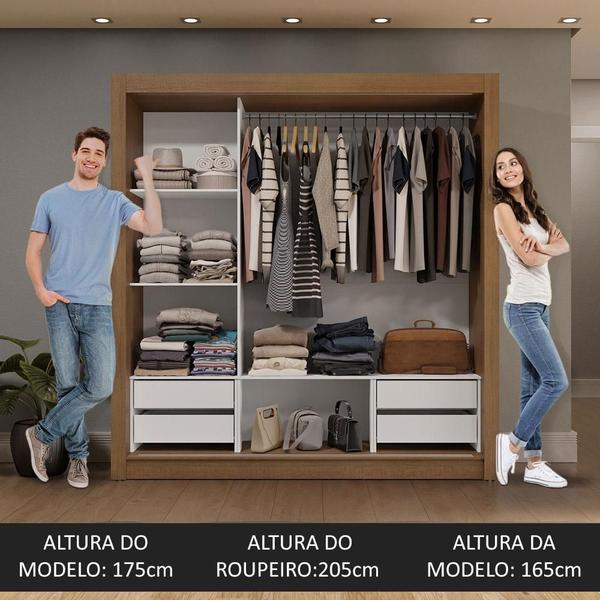 Imagem de Guarda-Roupa Casal 3 Portas de Correr com Espelho 4 Gavetas Sublime Plus Madesa