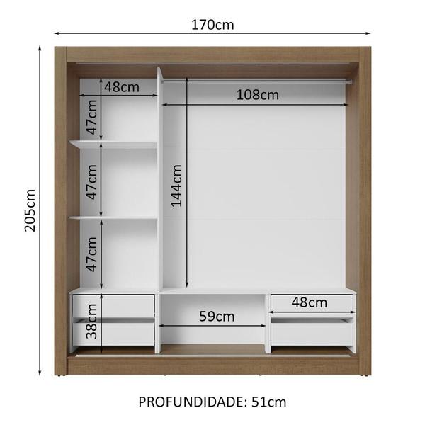 Imagem de Guarda-Roupa Casal 3 Portas de Correr com Espelho 4 Gavetas Sublime Plus Madesa