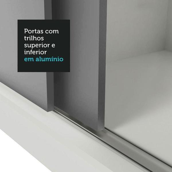 Imagem de Guarda-Roupa Casal 3 Portas de Correr com Espelho Branco/Cinza Nobre Madesa