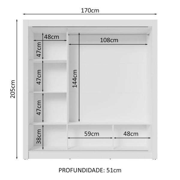 Imagem de Guarda-Roupa Casal 3 Portas de Correr com Espelho Branco Nobre Madesa