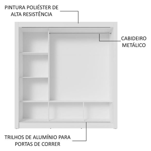 Imagem de Guarda-Roupa Casal 3 Portas de Correr com Espelho Branco/Preto Nobre Madesa