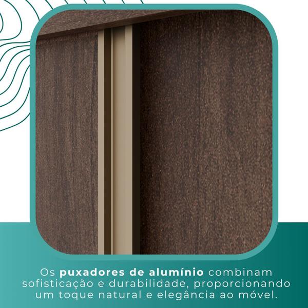 Imagem de Guarda Roupa Casal 3 Portas de Correr Com Espelho Central 6 Gavetas Fênix 100% MDF - Mais Móveis