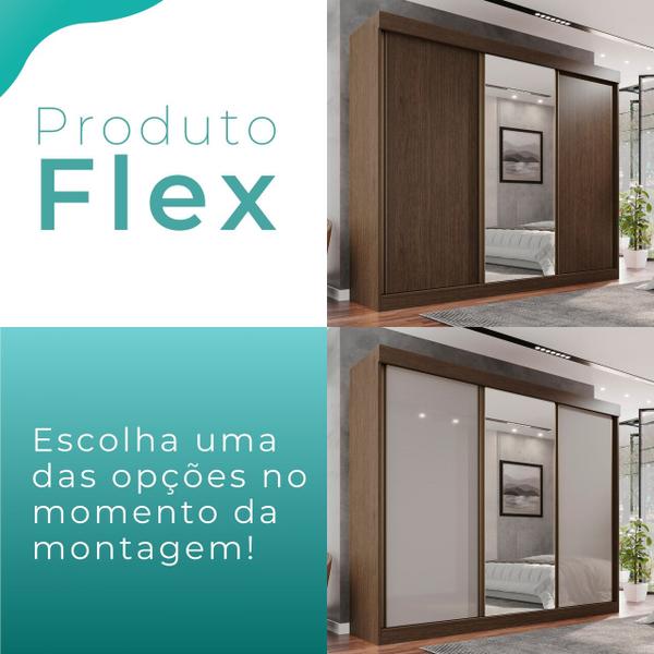 Imagem de Guarda Roupa Casal 3 Portas de Correr Com Espelho Central 6 Gavetas Fênix 100% MDF - Mais Móveis