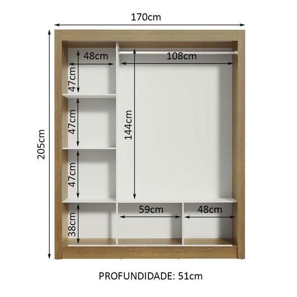 Imagem de Guarda Roupa Casal 3 Portas de Correr com Espelho Panamá Madesa