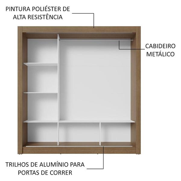 Imagem de Guarda-Roupa Casal 3 Portas de Correr com Espelho Rustic/Cinza Nobre Madesa