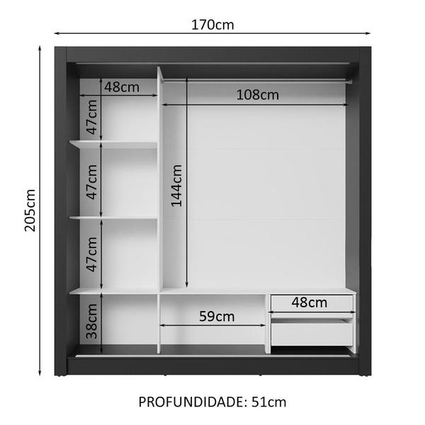 Imagem de Guarda-Roupa Casal 3 Portas de Correr com Espelhos 2 Gavetas Sublime Madesa