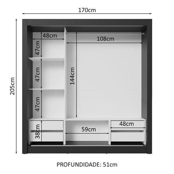 Imagem de Guarda-Roupa Casal 3 Portas de Correr com Espelhos 4 Gavetas Sublime Plus Madesa