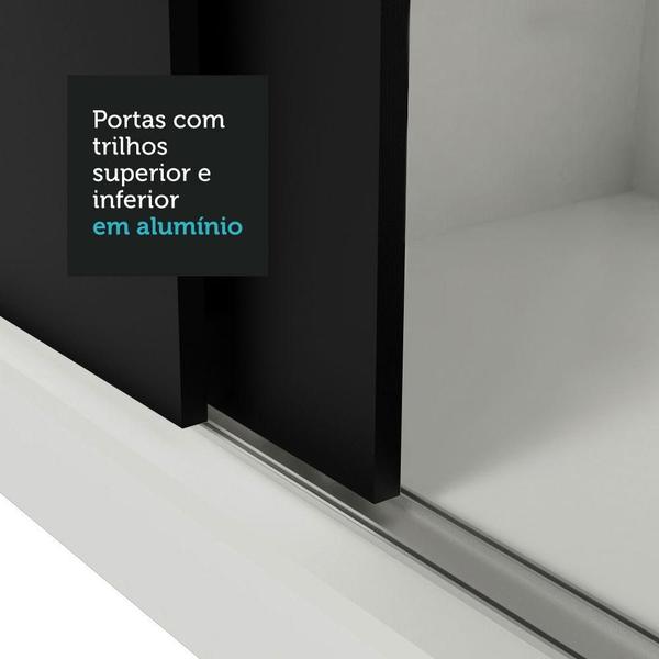 Imagem de Guarda-Roupa Casal 3 Portas de Correr com Espelhos Branco/Preto Nobre Madesa